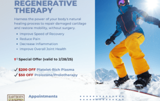 Dr. Halsey is offering discounts on select regenerative joint therapies through 2/28/25. These innovative treatments promote the body’s natural healing processes, offering relief and recovery for conditions like ligament and tendon injuries, joint pain, osteoarthritis, and inflammation. Whether you’re an athlete recovering from an injury or someone seeking to move with less pain, Dr. Halsey’s treatments provide effective, minimally invasive solutions to restore mobility and vitality. Call now to schedule your consultation 541-330-0334!