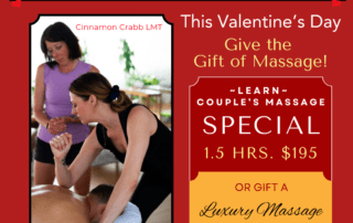 February Massage Specials with Cinnamon Crabb, LMT Limited Time Offer