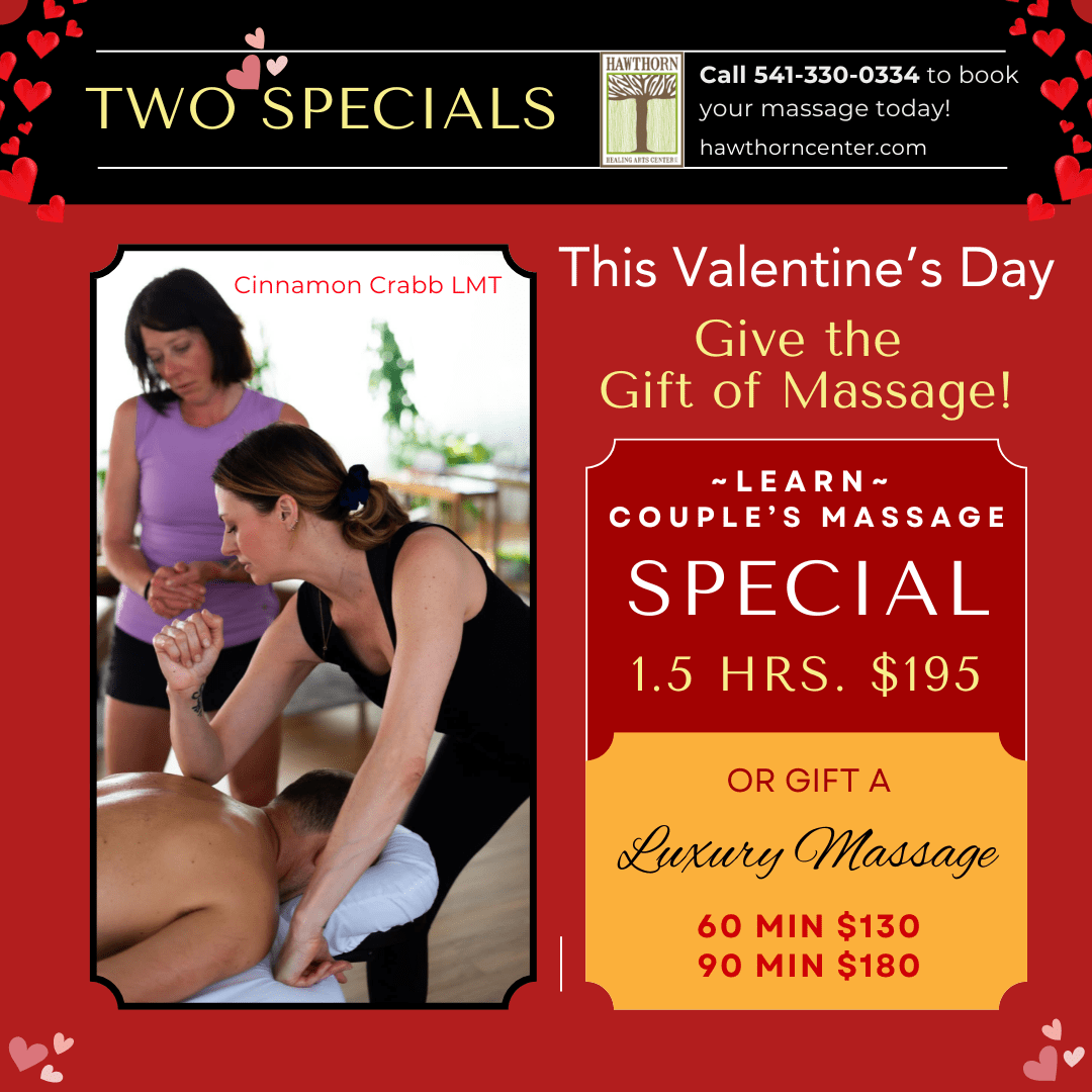 February Massage Specials with Cinnamon Crabb, LMT Limited Time Offer